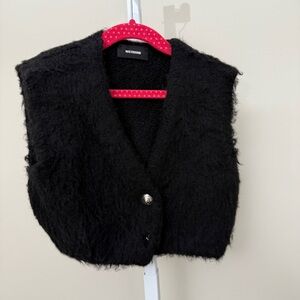 We11Done Black Fuzzy Vest with Button size S